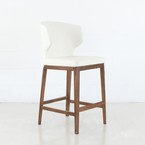 TABOURET COMPTOIR CABO / CUIR SYNTHÉTIQUE BLANC ET BASE EN BOIS