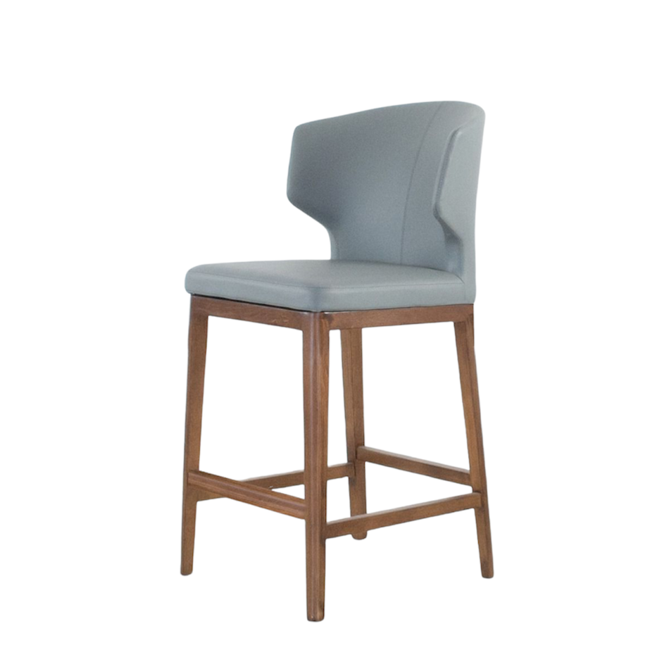 CABO COUNTER STOOL SYNTHETIC LEATHER SILVERSTONE / WOOD BASE