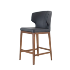 CABO COUNTER STOOL SYNTHETIC LEATHER BLACK / WOOD BASE