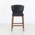 CABO COUNTER STOOL SYNTHETIC LEATHER BLACK / WOOD BASE