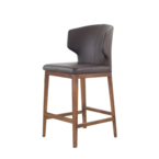 CABO COUNTER STOOL SYNTHETIC LEATHER BROWN / WOOD BASE