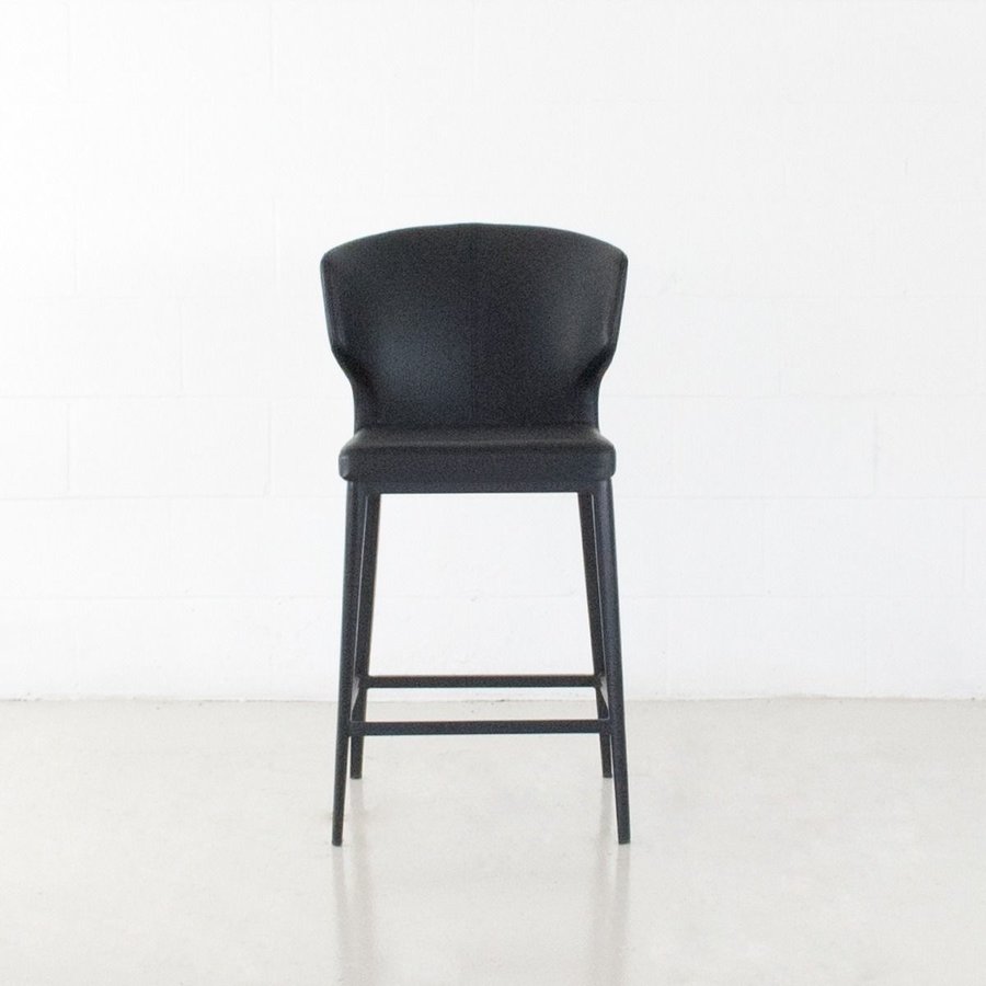 TABOURET COMPTOIR CABO / CUIR SYNTHÉTIQUE NOIR ET BASE MÉTAL NOIR