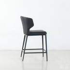 CABO COUNTER STOOL SYNTHETIC LEATHER BLACK /  BLACK METAL