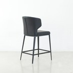 CABO COUNTER STOOL SYNTHETIC LEATHER BLACK /  BLACK METAL