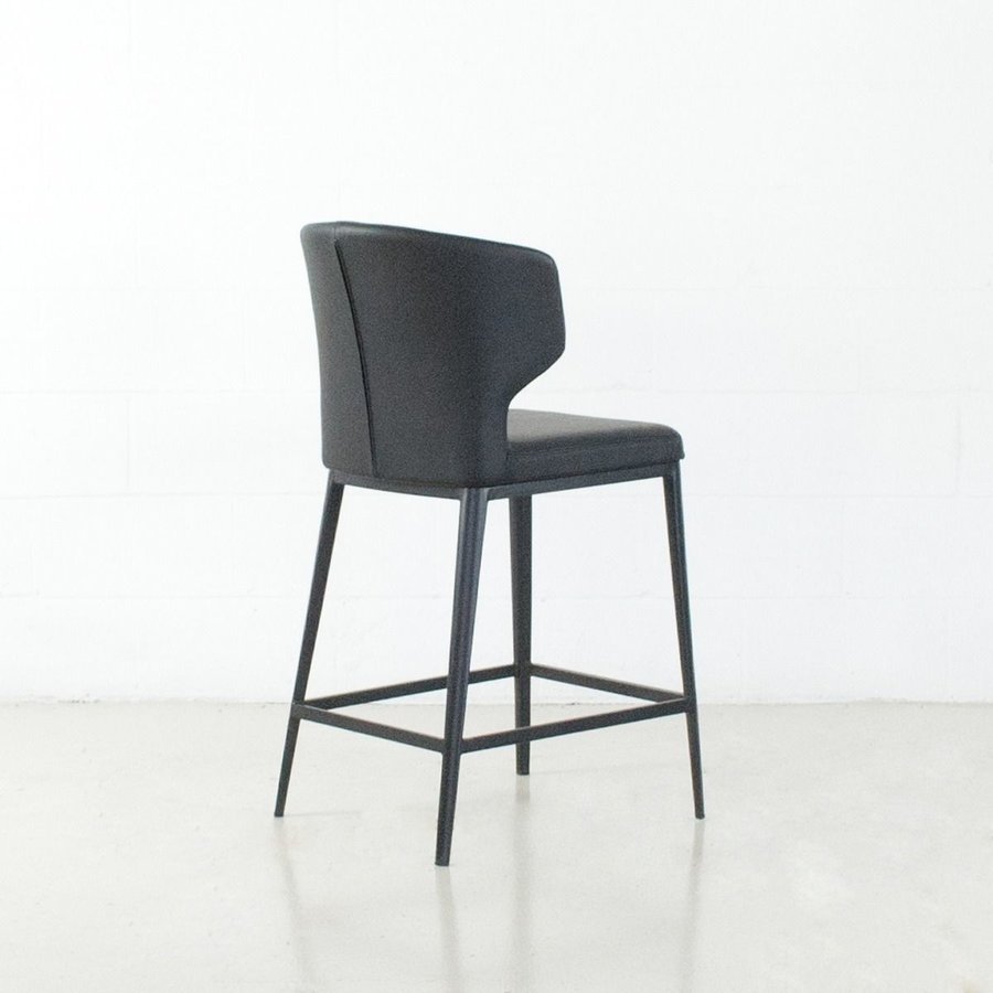 CABO COUNTER STOOL SYNTHETIC LEATHER BLACK /  BLACK METAL
