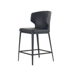 CABO COUNTER STOOL SYNTHETIC LEATHER BLACK /  BLACK METAL