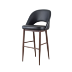 COCO BAR STOOL BLACK SYNTHETIC LEATHER / METAL BASE WITH WALNUT IMPRIT LEATHER