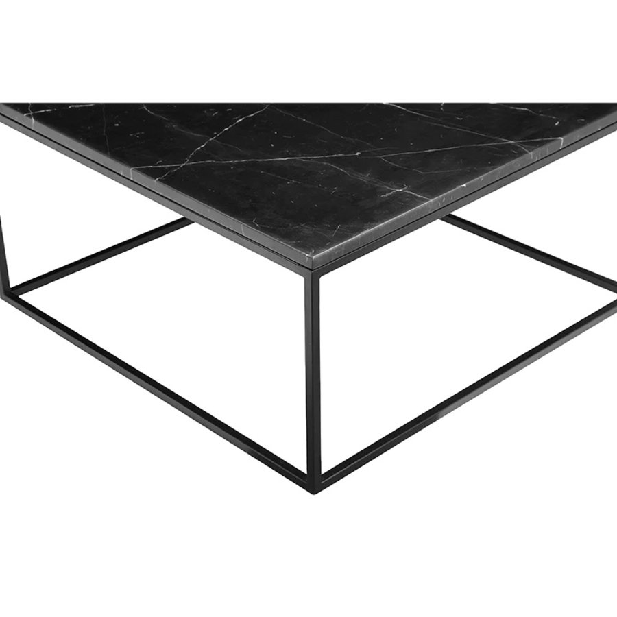 TABLE À CAFÉ ONIX CARRÉE - MARBRE NOIR + BASE NOIRE
