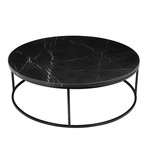 TABLE À CAFÉ RONDE - MARBRE NOIR + BASE NOIRE