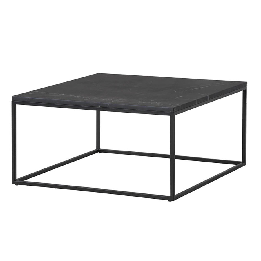 TABLE À CAFÉ ONIX CARRÉE - MARBRE NOIR + BASE NOIRE
