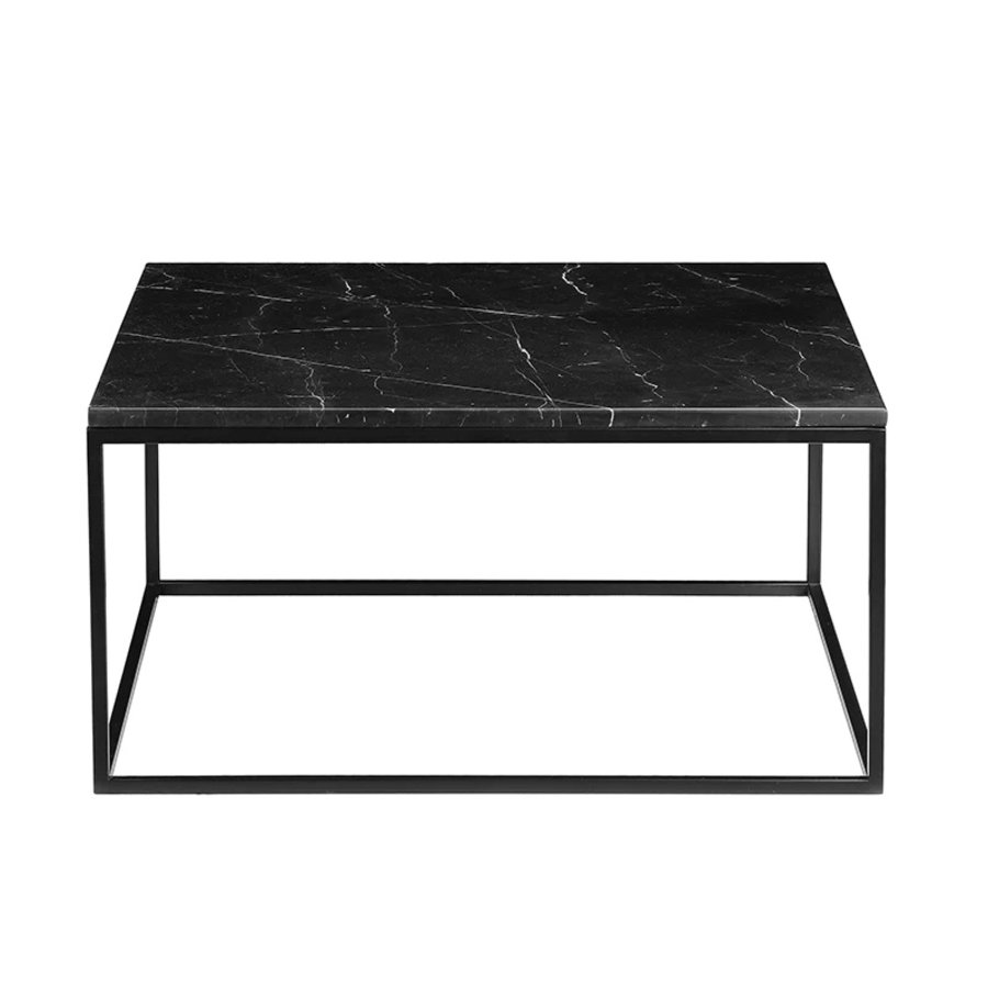 TABLE À CAFÉ ONIX CARRÉE - MARBRE NOIR + BASE NOIRE