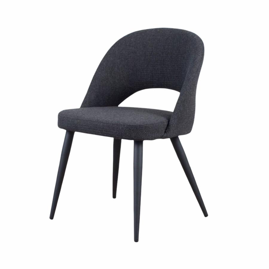 COCO DINING CHAIR BLACK AND BLACK METAL BASE