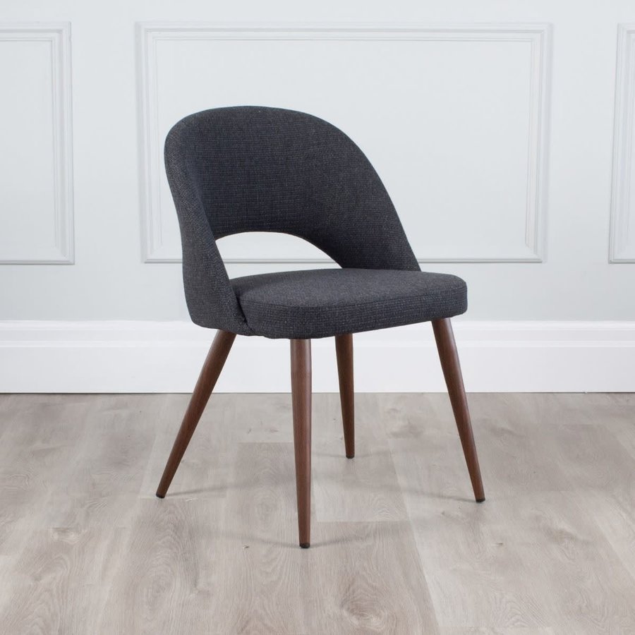 COCO DINING CHAIR GREY/BLACK  AND METAL BASE WITH WALNUT IMPRINT