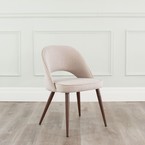 COCO DINING CHAIR BISQUE AND METAL BASE WITH WALNUT IMPRINT