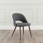 COCO DINING CHAIR GREY SMOKE AND METAL BASE WITH WALNUT IMPRINT