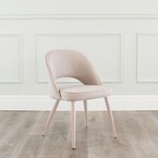 COCO DINING CHAIR LIGHT BISQUE AND METAL BASE WITH NATURAL WOOD IMPRINT