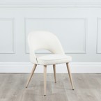 COCO DINING CHAIR OFF WHITE  AND METAL BASE WITH NATURAL WOOD IMPRINT