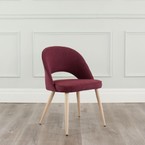 COCO DINING CHAIR SANGRIA AND METAL BASE WITH NATURAL WOOD IMPRINT