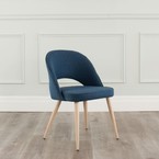 COCO DINING CHAIR BLUE AND METAL BASE WITH NATURAL WOOD IMPRINT