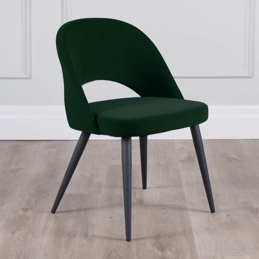 COCO DINING CHAIR GREEN VELVET AND BLACK METAL BASE