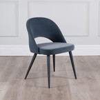 CHAISE COCO VELOURS GRIS ET BASE MÉTAL NOIR