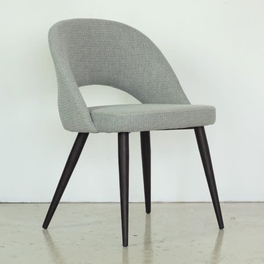 CHAISE COCO TISSU GRIS PÂLE ET BASE MÉTAL NOIR