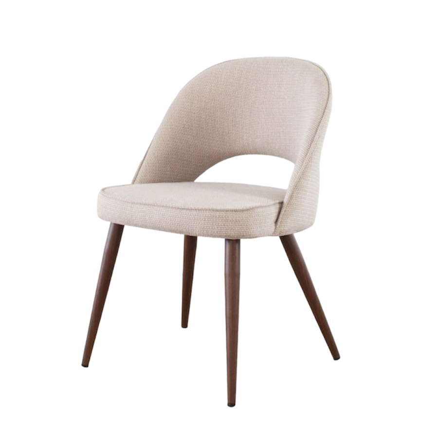 COCO DINING CHAIR BISQUE AND METAL BASE WITH WALNUT IMPRINT