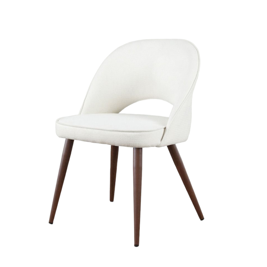 COCO DINING CHAIR OFF WHITE AND METAL BASE WITH WALNUT IMPRINT