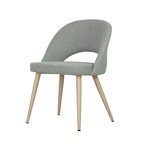 COCO DINING CHAIR LIGHT GREY AND METAL BASE WITH NATURAL WOOD IMPRINT
