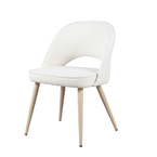 COCO DINING CHAIR OFF WHITE  AND METAL BASE WITH NATURAL WOOD IMPRINT