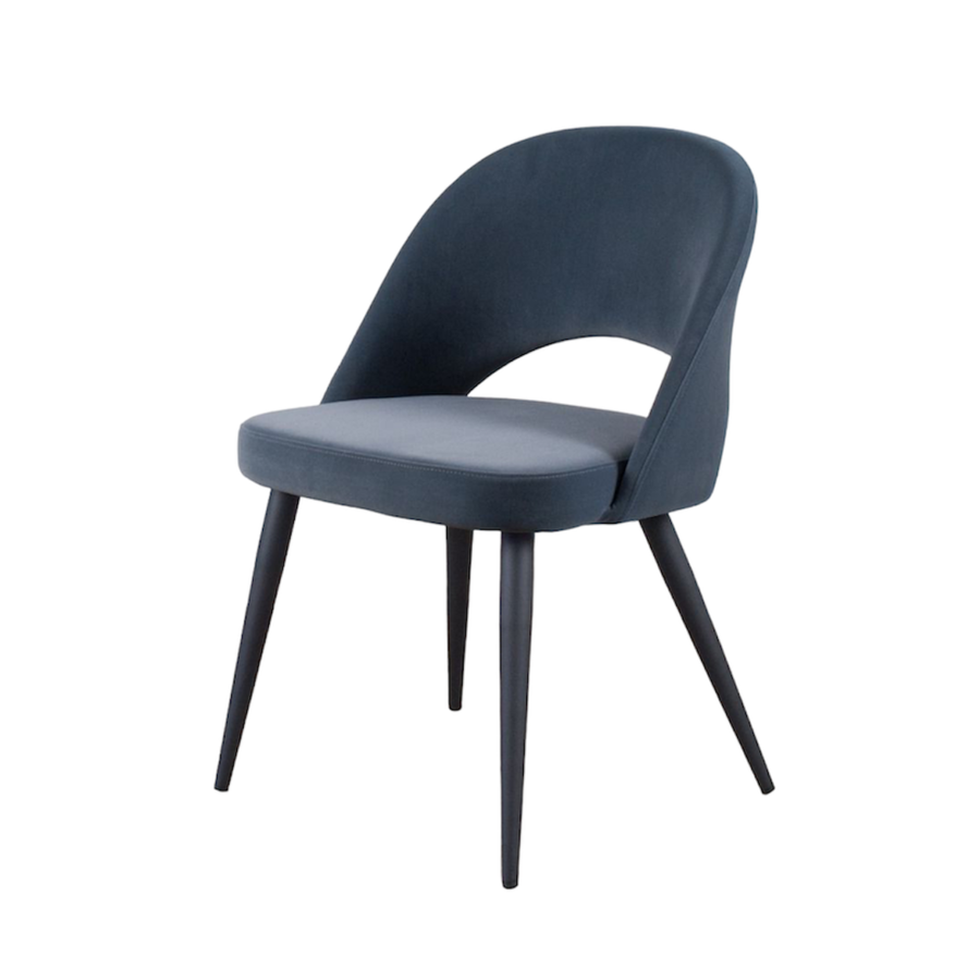 COCO DINING CHAIR GREY VELVET AND BLACK METAL BASE