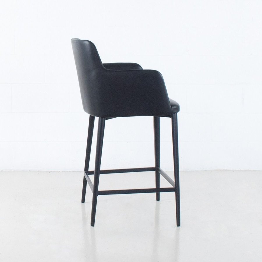 TABOURET COMPTOIR WILLIAMSBURG CUIR SYNTHÉTIQUE NOIR