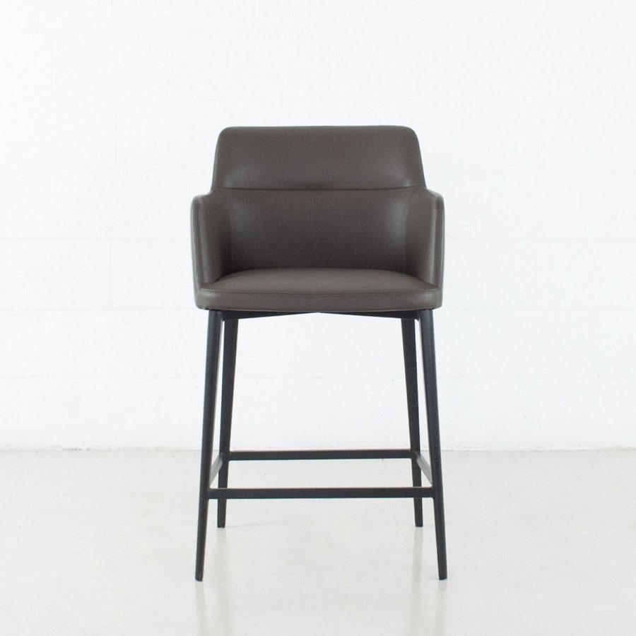 WILLIAMSBURG BAR STOOL SYNTHETIC LEATHER CHARCOAL