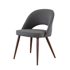 COCO DINING CHAIR GREY SMOKE AND METAL BASE WITH WALNUT IMPRINT