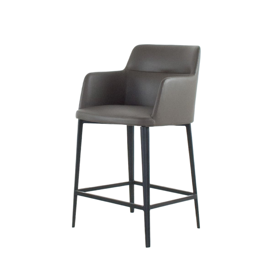 WILLIAMSBURG BAR STOOL SYNTHETIC LEATHER CHARCOAL