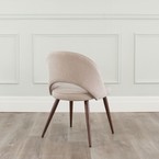 COCO DINING CHAIR BISQUE AND METAL BASE WITH WALNUT IMPRINT