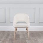 COCO DINING CHAIR OFF WHITE  AND METAL BASE WITH NATURAL WOOD IMPRINT