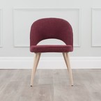 COCO DINING CHAIR SANGRIA AND METAL BASE WITH NATURAL WOOD IMPRINT