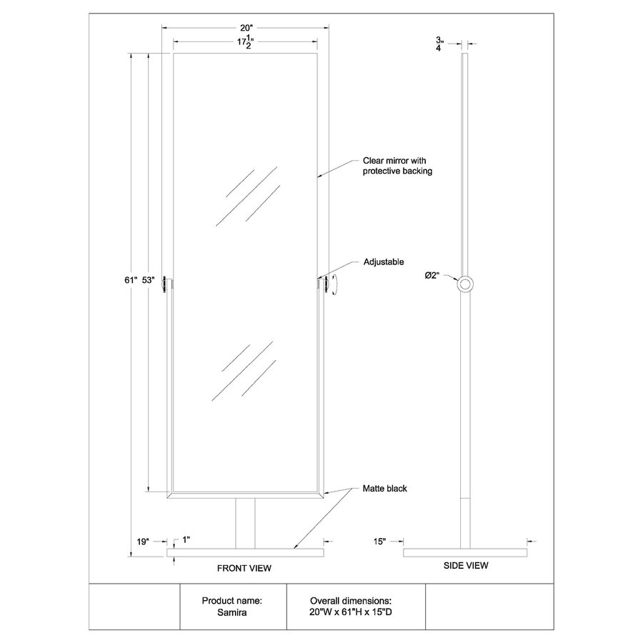 MIROIR SAMIRA 20''x61''