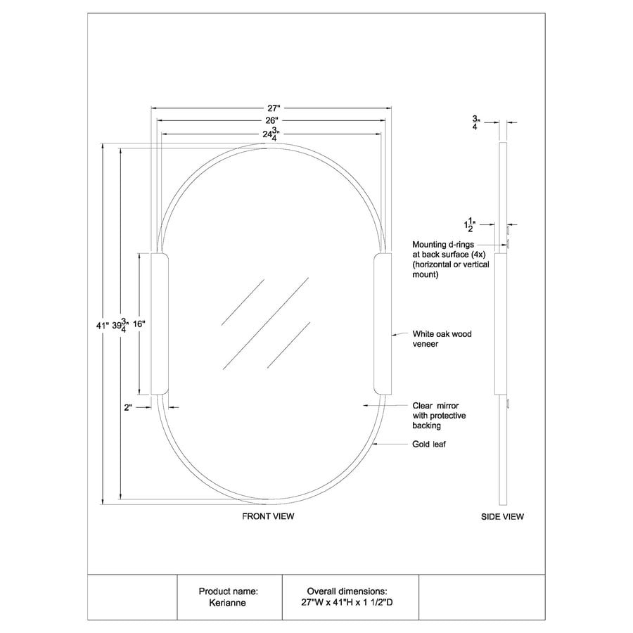 KERIANNE MIRROR 26''X41''