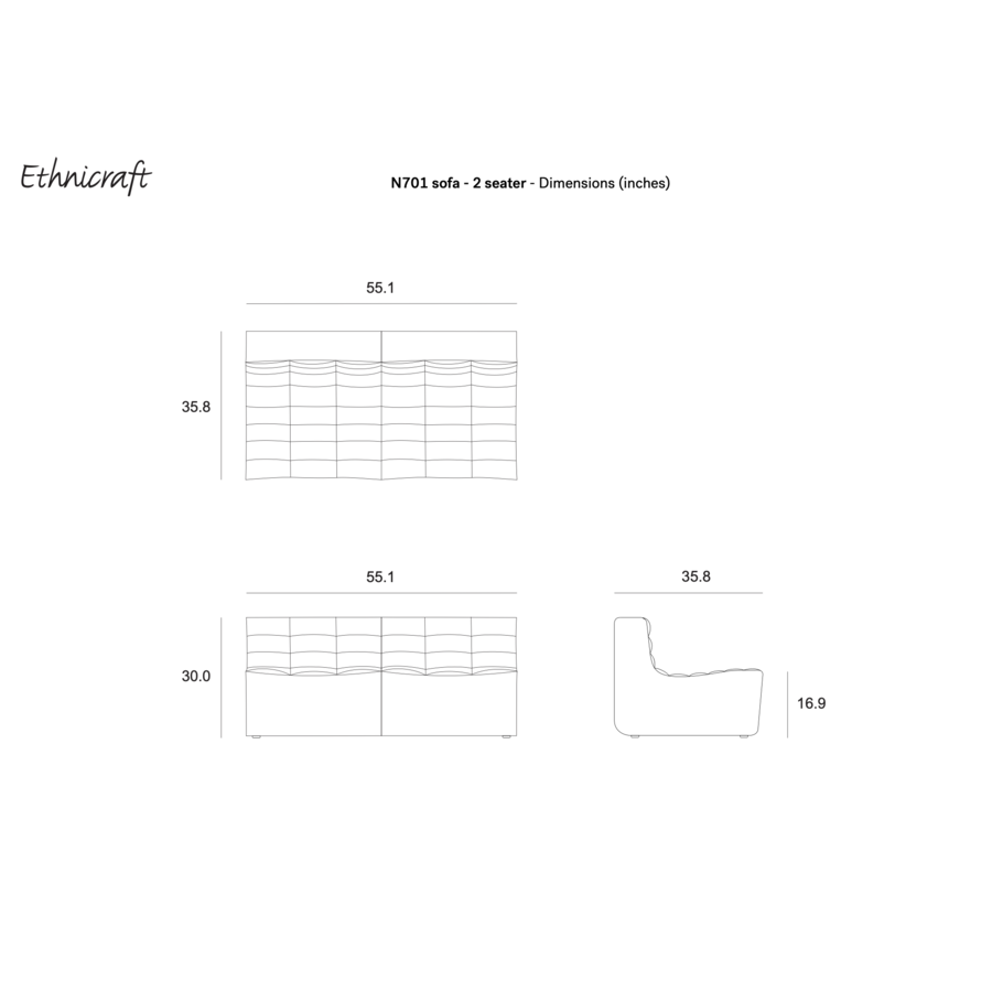 Canapé N701 en cuir  Old Saddle - 2 places par Ethnicraft