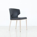 CABO CHAIR / SYNTHETIC LEATHER BLACK AND METAL BASE WITH NATURAL IMPRINT