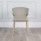 CHAISE CABO / CUIR SYNTHÉTIQUE TAUPE ET BASE MÉTAL IMPRIMÉ NATUREL