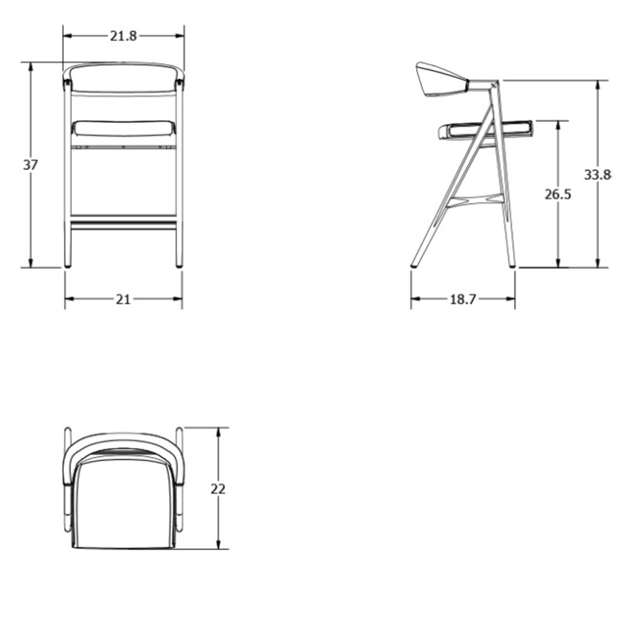 TABOURET COMPTOIR ANITA GRIS CHARBON