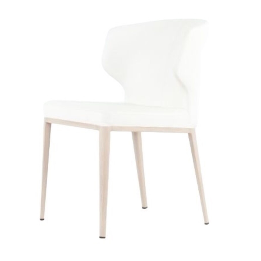 CABO CHAIR / SYNTHETIC LEATHER WHITE AND METAL BASE WITH NATURAL IMPRINT