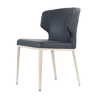 CABO CHAIR / SYNTHETIC LEATHER BLACK AND METAL BASE WITH NATURAL IMPRINT
