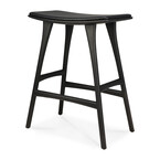OSSO COUNTER STOOL - VARNISHED OAK - BLACK - BLACK LEATHER by Ethnicraft