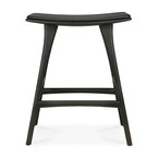OSSO COUNTER STOOL - VARNISHED OAK - BLACK - BLACK LEATHER by Ethnicraft