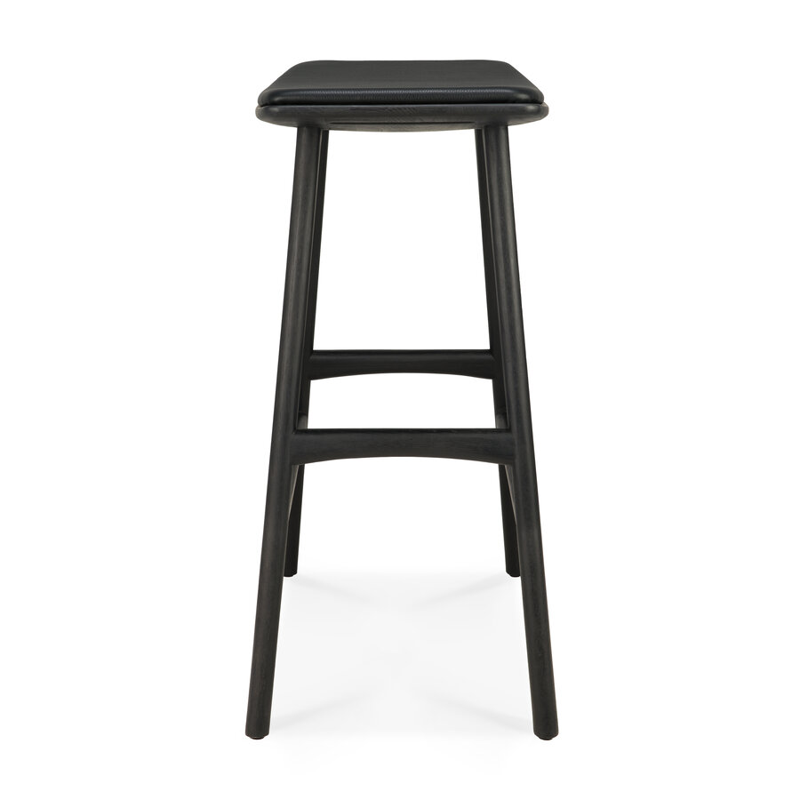 OSSO COUNTER STOOL - VARNISHED OAK - BLACK - BLACK LEATHER by Ethnicraft