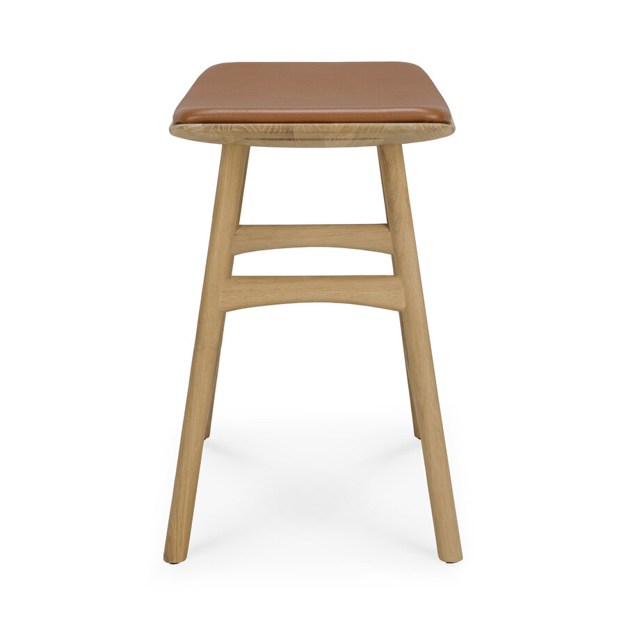 OSSO DINING STOOL - VARNISHED OAK - COGNAC LEATHER by Ethnicraft